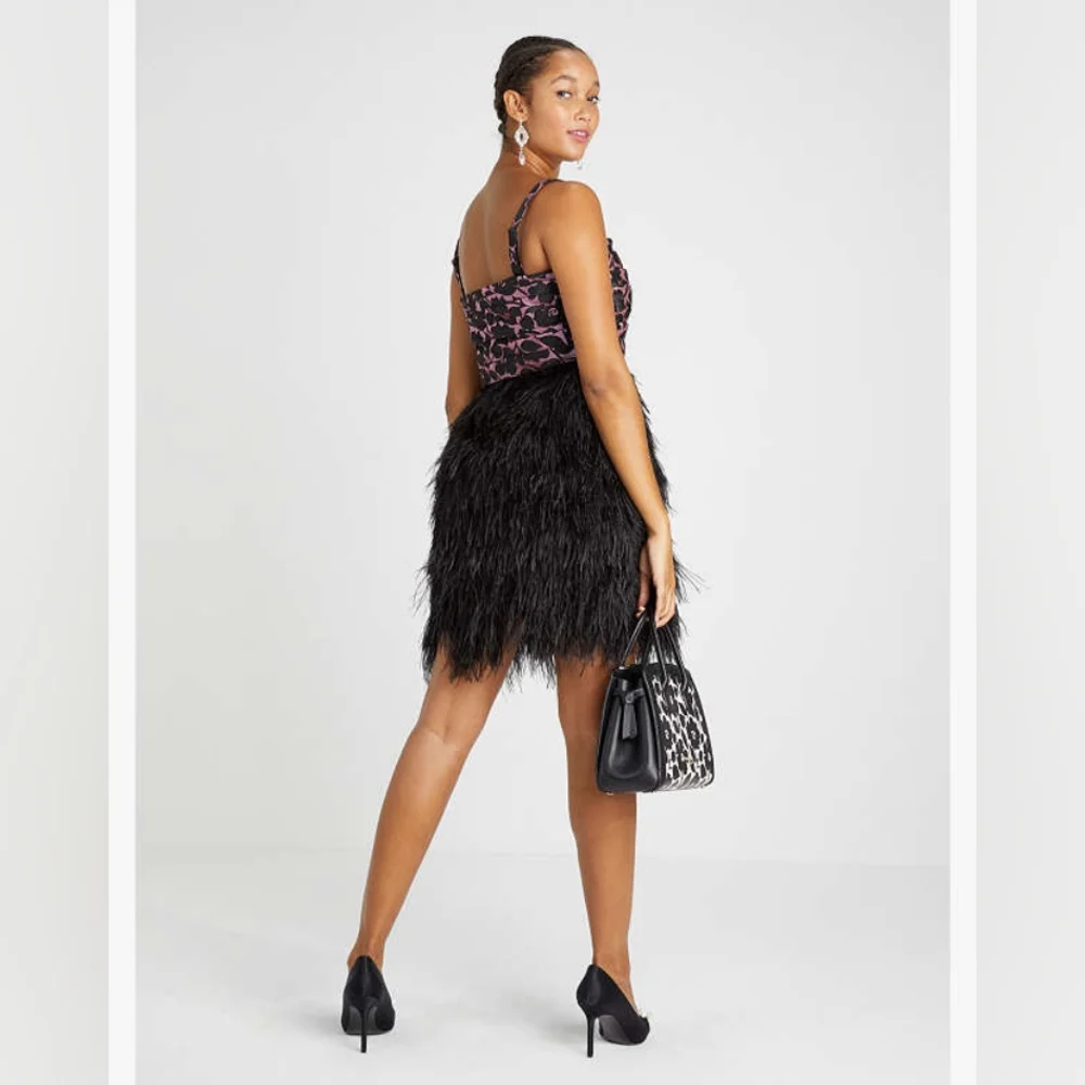 Kate Spade Rosy Garden Ostrich Feather Dress - Size 6